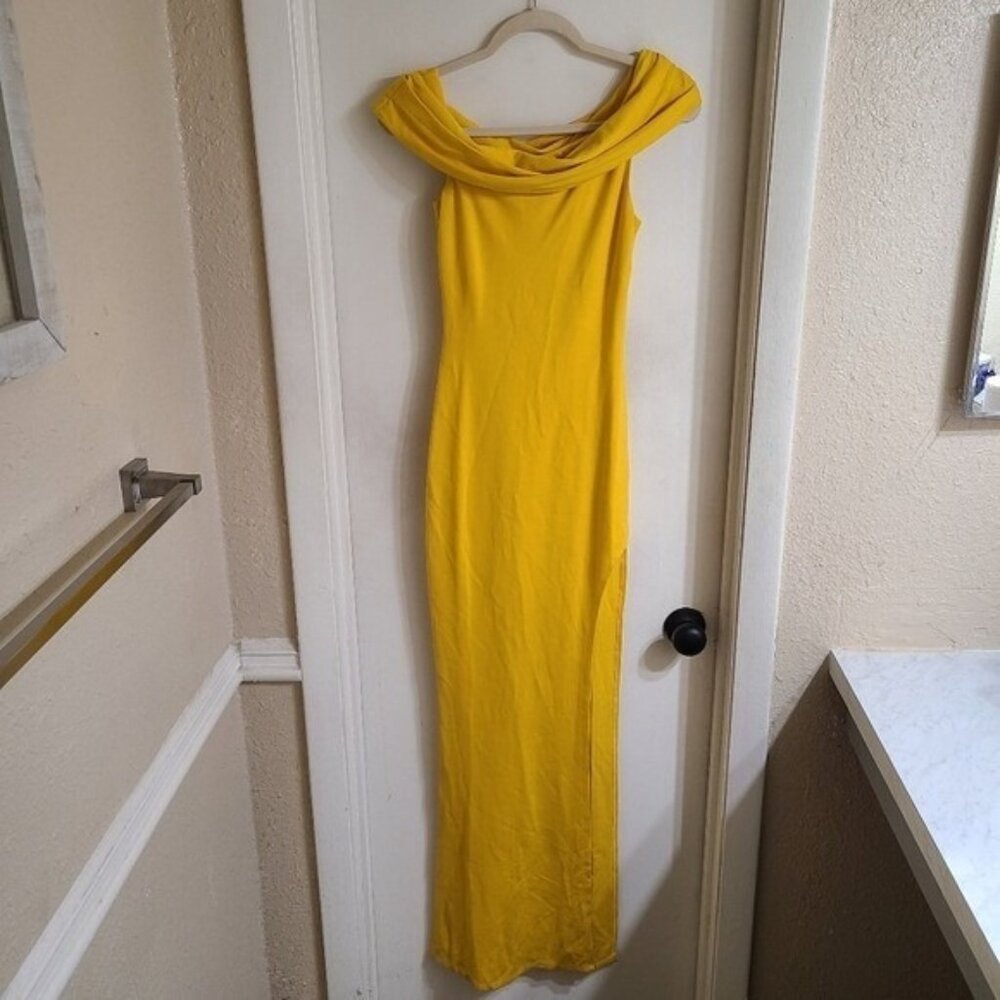 Lovers + Friends Marigold One Shoulder Maxi High Split Dress Size XS NWT - Picture 2 of 8